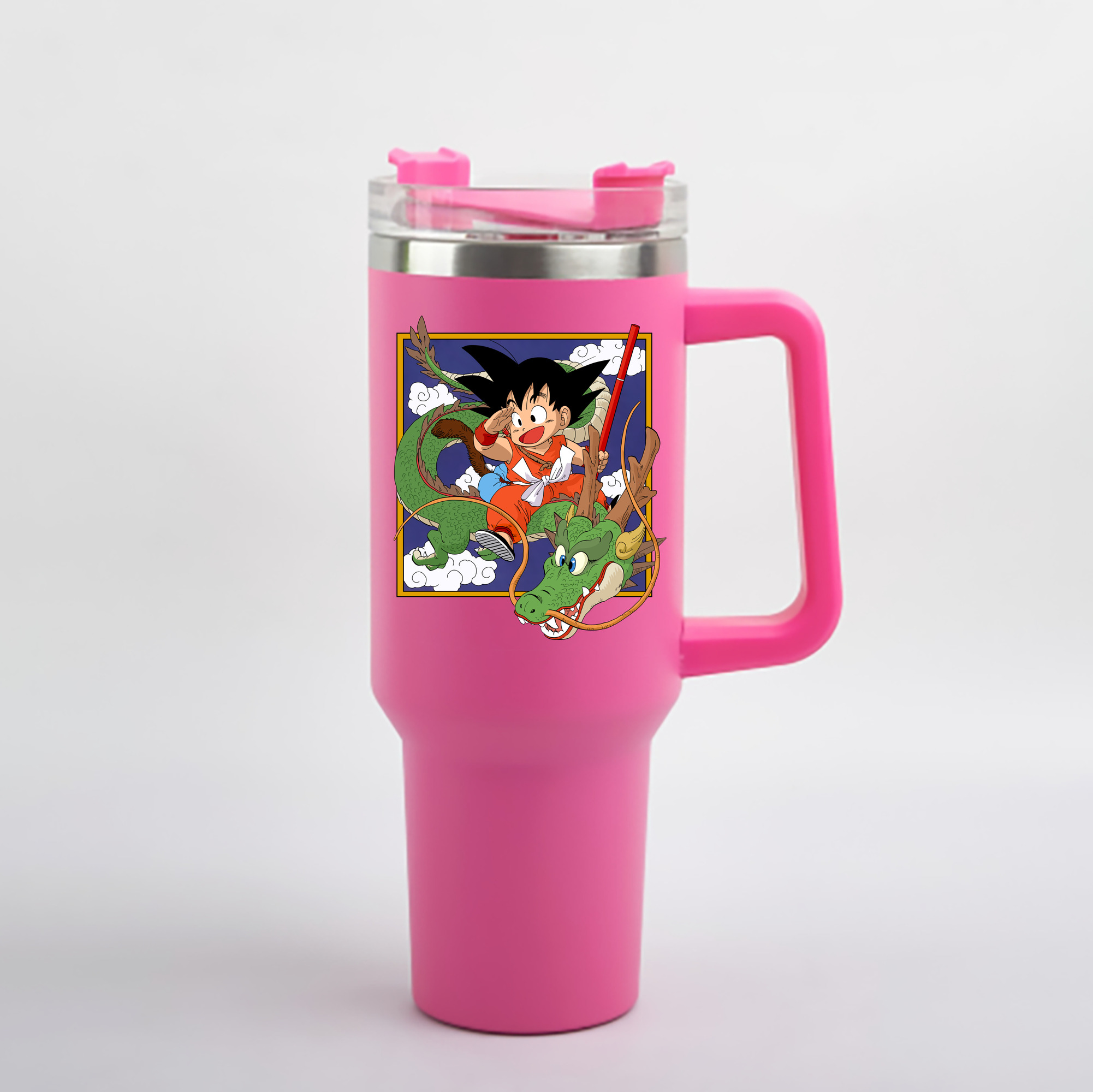 （画像用） ドラゴンボール 孫悟空（そん ごくう）Son Goku カカロット DRAGON BALL Kakarotto 1200mL車用タンブラー - クリスタルステッカー（プラスチックストロー付き）